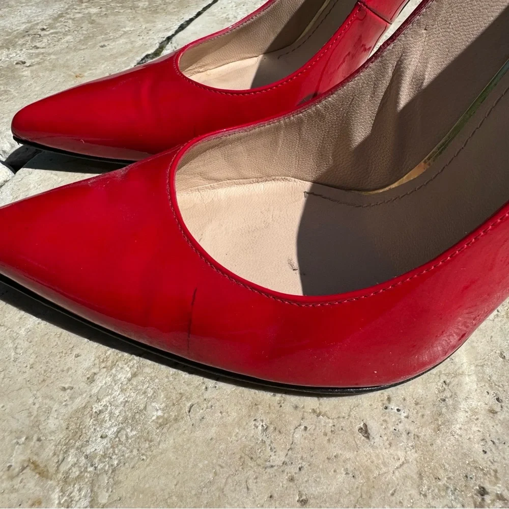 Stuart Weitzman Red Patent Leather Stuart Pumps Size 8.5 - Picture 7 of 9